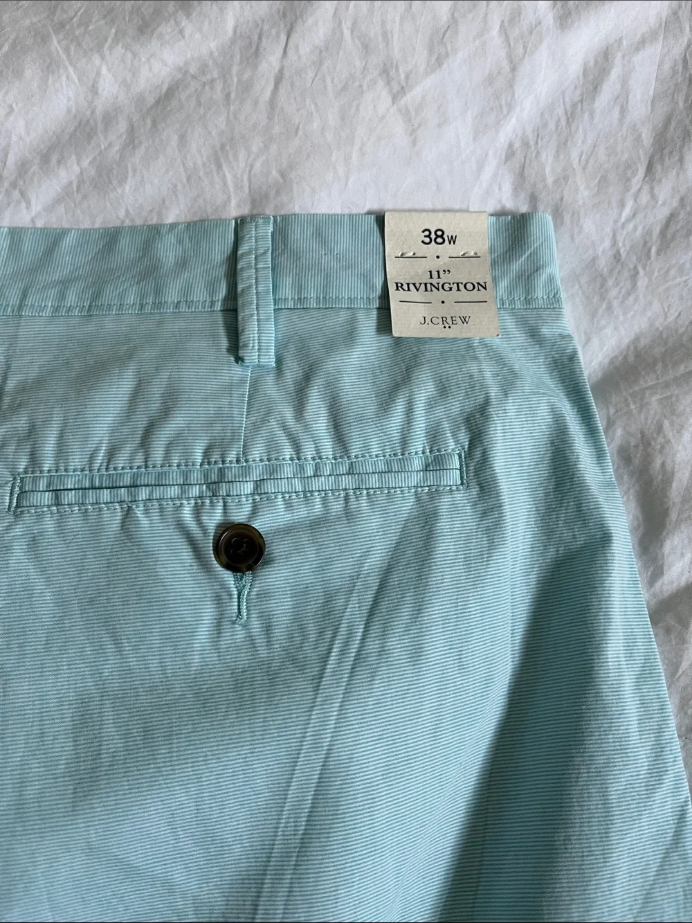 J. Crew Rivington Cotton Pinstripe Shorts Mint teal Size 38 NWT